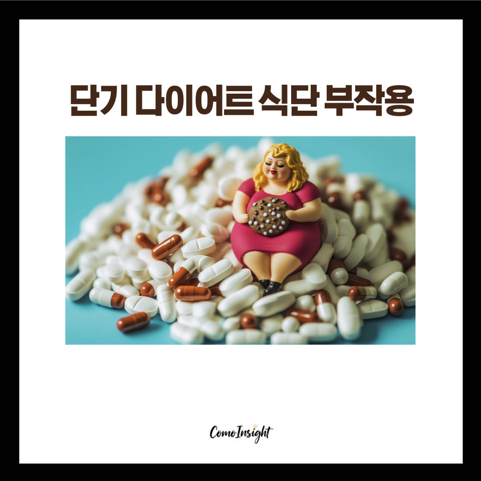 무리한 단기 다이어트로 인한 생리불순, 탈모, 면역력 저하, 요요현상 시각 자료