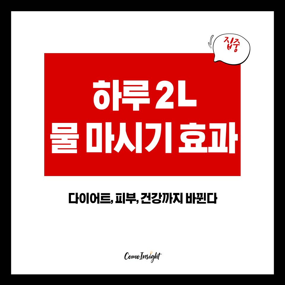 하루 2리터 물 마시기 효과를 강조하는 건강 습관 인포그래픽 썸네일 이미지